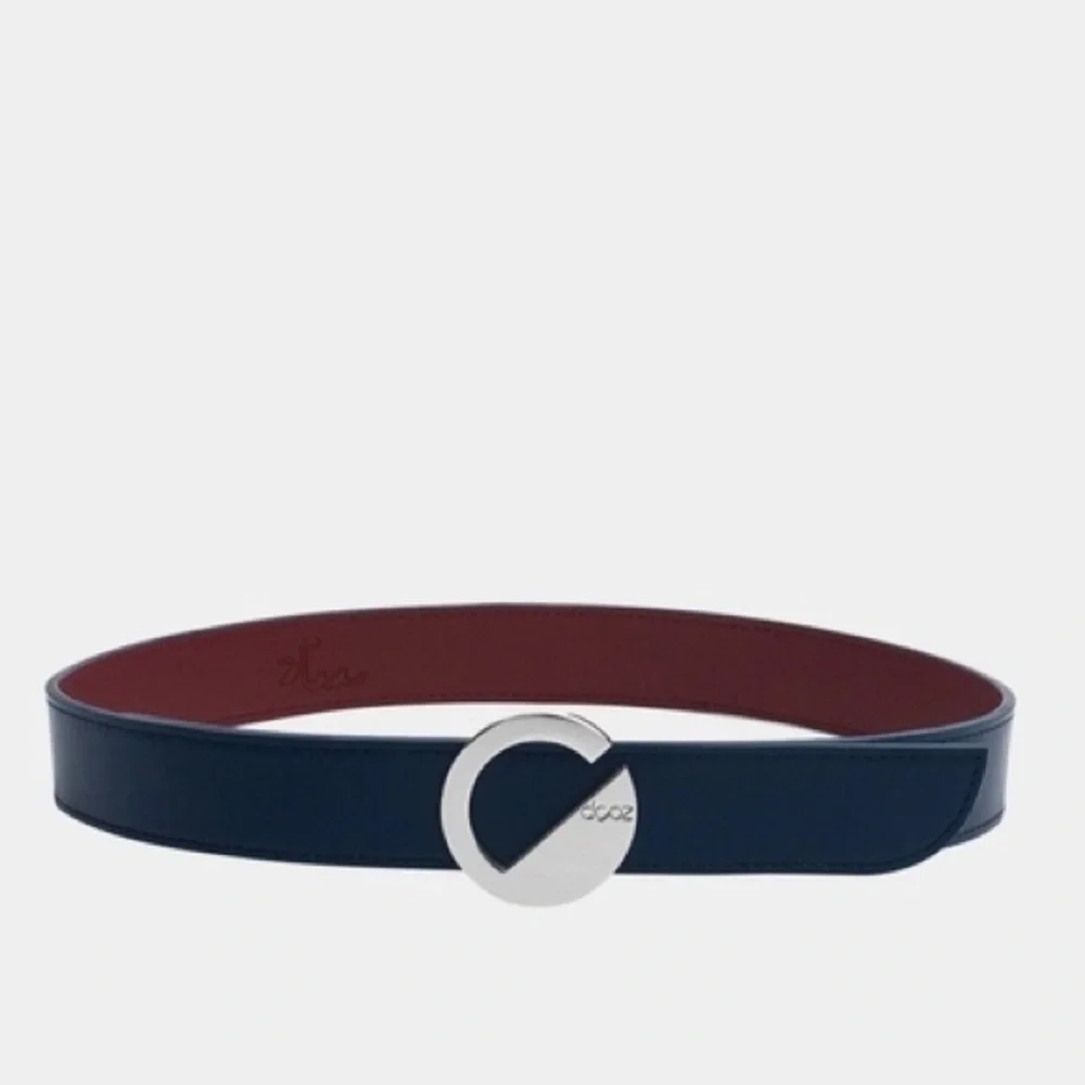 DOOZ Italian Leather Duo Belt - Reversible Cobalt/Burgundy